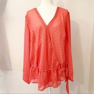 NWT INC coral flowy plus size top